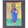 Image 1 : Hand-Painted Religious Icon Depicting Christ