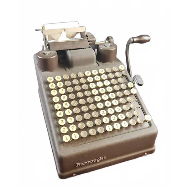 Burroughs Manual Adding Machine with Keypad and Lever