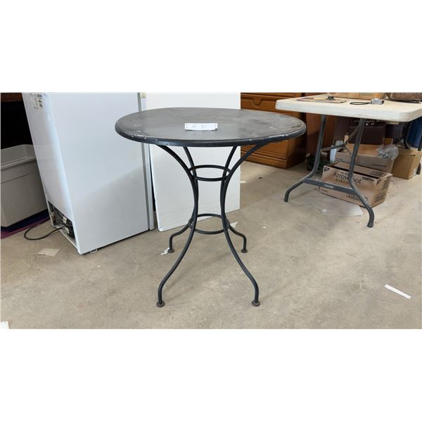 Round Black Metal Bistro Patio Table, 29 × 28”
