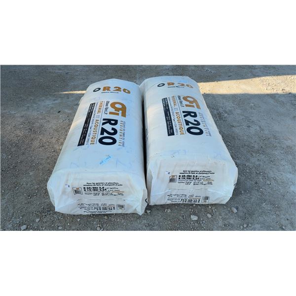 2 Bags Ottawa Fibre L.P. R20 Residential Thermal and Acoustic Fiberglass Insulation, 23” x 47” x 6”
