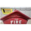 Image 2 : Gamewell Fire Alarm Box, "For Fire" and "Pull Down Hook" Labels, Red Metal Casing
