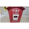 Image 3 : Gamewell Fire Alarm Box, "For Fire" and "Pull Down Hook" Labels, Red Metal Casing