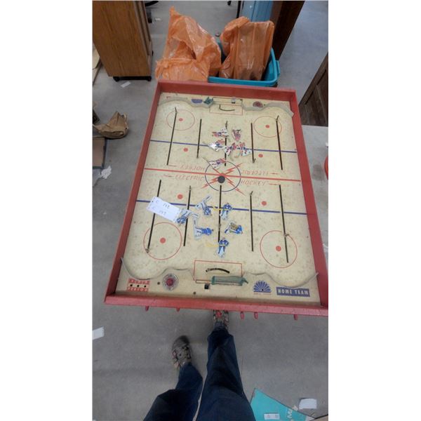 Electric Hockey Tabletop Game, Home Team and Visiting Team Players, Pucks, Vintage