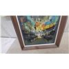 Image 4 : W. Carlson Abstract Cityscape Painting in Wood Frame, 13.6”×25.6”