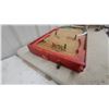 Image 2 : Early Vintage Wooden hockey Game, Red and Green Trim, with Metal Pins and Netting