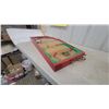 Image 5 : Early Vintage Wooden hockey Game, Red and Green Trim, with Metal Pins and Netting