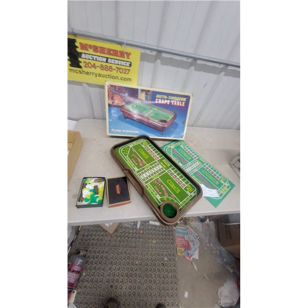 Auto-Shooter Craps Table, Box, Extra Craps Layout, and Chips