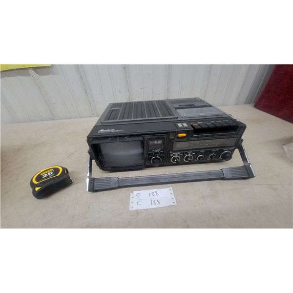 Broadwood TV Radio Cassette Recorder Model B-1522, with Handle and 25' Tape Measure