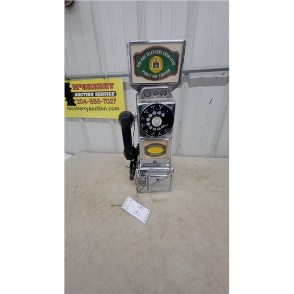 Manitoba Telephone System Public Pay Station Rotary Dial Wall Phone and Handset
