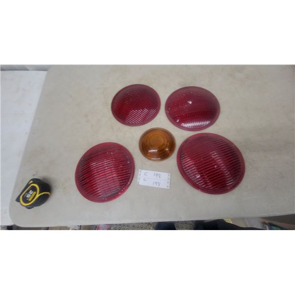 Glass Lenses: 4 Red 8.6” Diameter and 1 Amber Round Lens