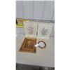 Image 1 : Framed Floral Needlepoint Art 2, Framed Still Life Painting, and Octagonal Floral Plaque