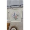 Image 2 : Framed Floral Needlepoint Art 2, Framed Still Life Painting, and Octagonal Floral Plaque