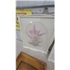 Image 4 : Framed Floral Needlepoint Art 2, Framed Still Life Painting, and Octagonal Floral Plaque