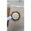 Image 6 : Framed Floral Needlepoint Art 2, Framed Still Life Painting, and Octagonal Floral Plaque