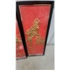 Image 3 : Assorted Wall Art: 2 Red and Gold Parrot Reliefs, 2 Gold Figure Reliefs, and More biggest one
