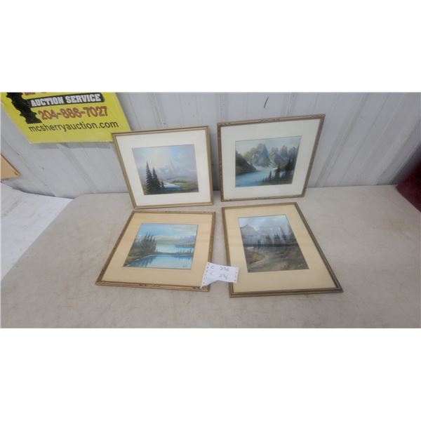 Four Framed Landscape Paintings, Each Signed Weide