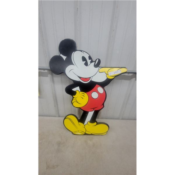 Vintage Disney Mickey Mouse Wood Cutout Figure, 29”×22”