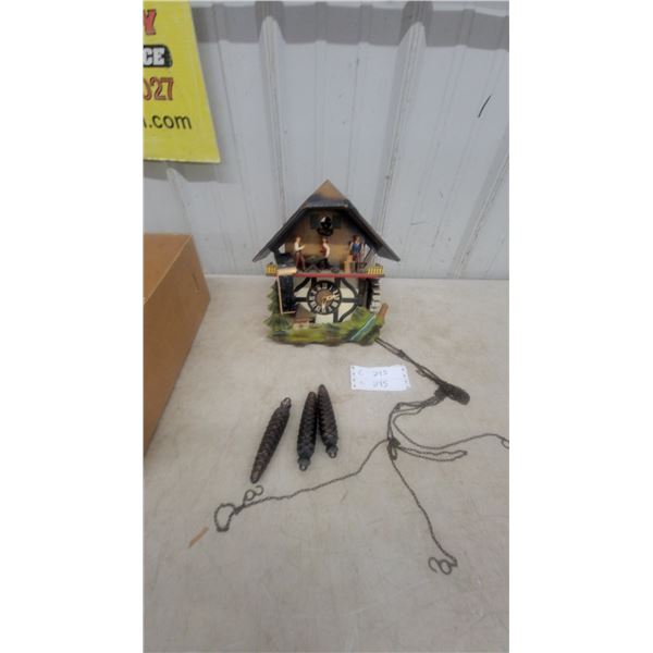 Cuckoo Clock with Three Pinecone Weights and Chain