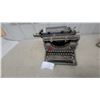 Image 1 : Underwood Standard Typewriter, Gray, with Black Keys and Red Underwood Logo, and Paper
