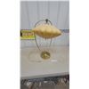 Image 1 : Mid-Century Modern Brass Table Lamp with Ribbed Fiberglass Shade and Power Cord