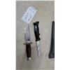 Image 10 : Fixed-Blade Hunting Knife with Clip-Point Blade, Wood Handle, and Leather Sheath