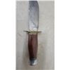 Image 5 : Fixed-Blade Hunting Knife with Clip-Point Blade, Wood Handle, and Leather Sheath