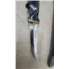 Image 8 : Fixed-Blade Hunting Knife with Clip-Point Blade, Wood Handle, and Leather Sheath