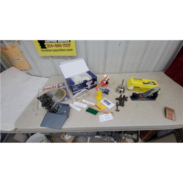 Stanley Bench Plane, Drill Bit Set, Freud Saw Blade, and Bulbs
