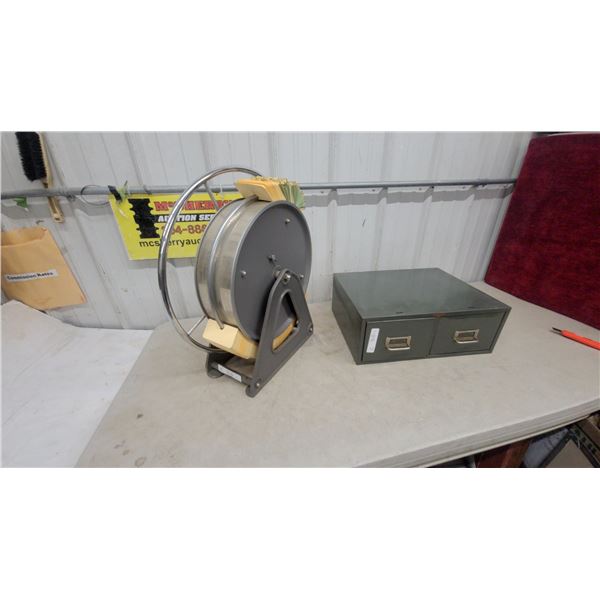 Vintage Index Card Rolodex and 2-Drawer Metal Index Card File Cabinet