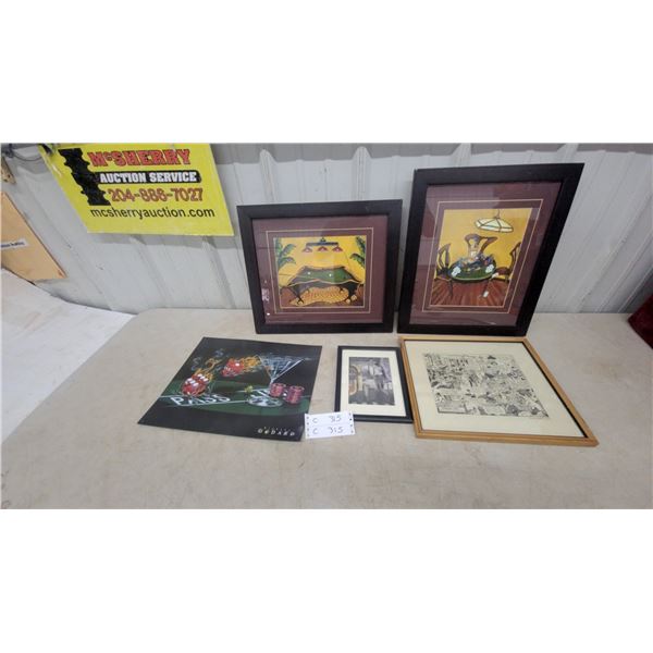 Assorted Framed Art: Michael Godard and More, 5 Pieces