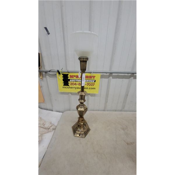 Stifel Brass Table Lamp with Ribbed Glass Shade