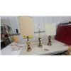 Image 1 : Three Brass Table Lamps, One Without Shade