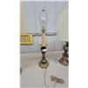 Image 3 : Three Brass Table Lamps, One Without Shade