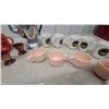 Image 3 : Vintage Coffee and Tea Service Lot: Chrome Coffeemaker, Red Teapot, Striped Teapot, + Mugs