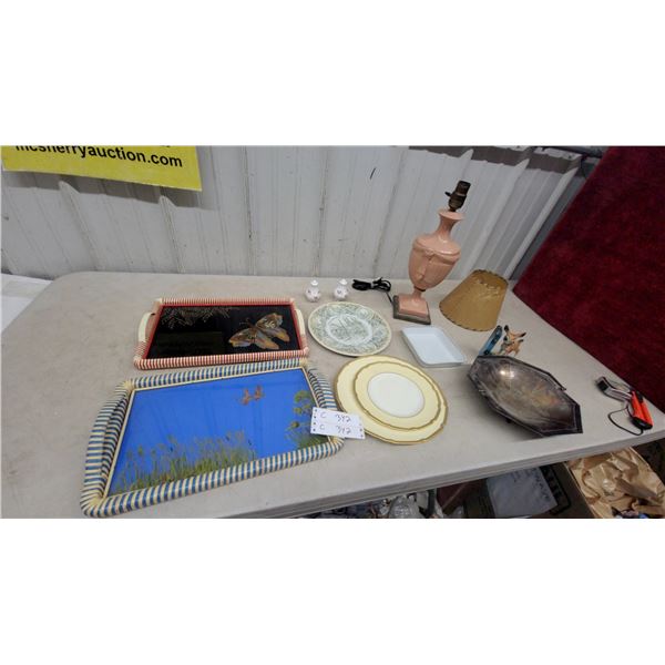 Two Decorative Trays, Two Plates, Two Salt and Pepper Shakers