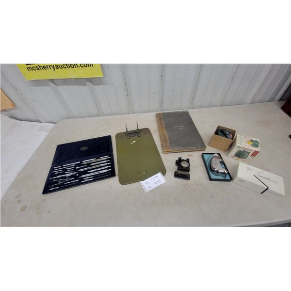 Drafting Tool Set, Clipboard, Book