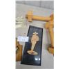 Image 3 : Assorted Decor and Collectibles: Wooden Bolts, Framed Art, Figurines