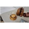 Image 7 : Assorted Decor and Collectibles: Wooden Bolts, Framed Art, Figurines