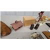 Image 8 : Assorted Decor and Collectibles: Wooden Bolts, Framed Art, Figurines