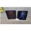 Image 1 : Pedestrian Traffic Signal Light lenses2 Black Square Panels, Red Hand and Blue Walking Man