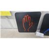 Image 3 : Pedestrian Traffic Signal Light lenses2 Black Square Panels, Red Hand and Blue Walking Man