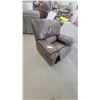 Image 1 : Brown Leather / Leather-Style Recliner Chair with Side Handle