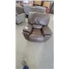 Image 2 : Brown Leather / Leather-Style Recliner Chair with Side Handle