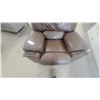 Image 4 : Brown Leather / Leather-Style Recliner Chair with Side Handle