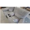 Image 4 : Light Gray Reclining Sofa with Center Console, 2 Cupholders, and 2 USB Ports 75” wide