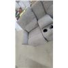 Image 5 : Light Gray Reclining Sofa with Center Console, 2 Cupholders, and 2 USB Ports 75” wide
