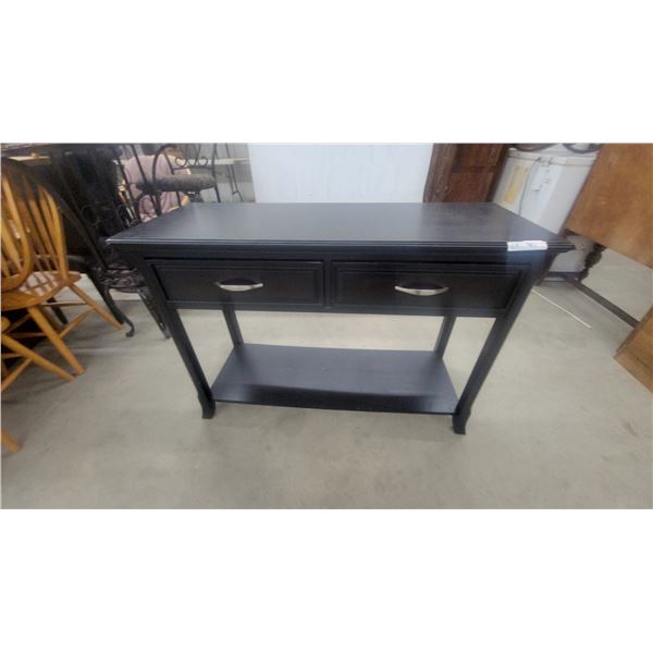 Black Console Table with Two Drawers and Lower Shelf 33”×48”×18”