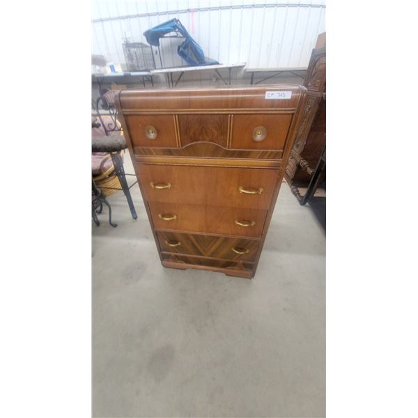 Art Deco Waterfall Chest of Drawers with 4 Drawers and Brass Pulls 49”×29”×18”