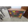 Image 1 : Painted Wood Dresser with Backgammon Board Motif and Brass Pulls 36”×44”×20”