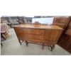 Image 5 : Vintage Wooden Sideboard Buffet Cabinet with Turned Legs, Drawers, and Brass Hardware 39”×60”×20”